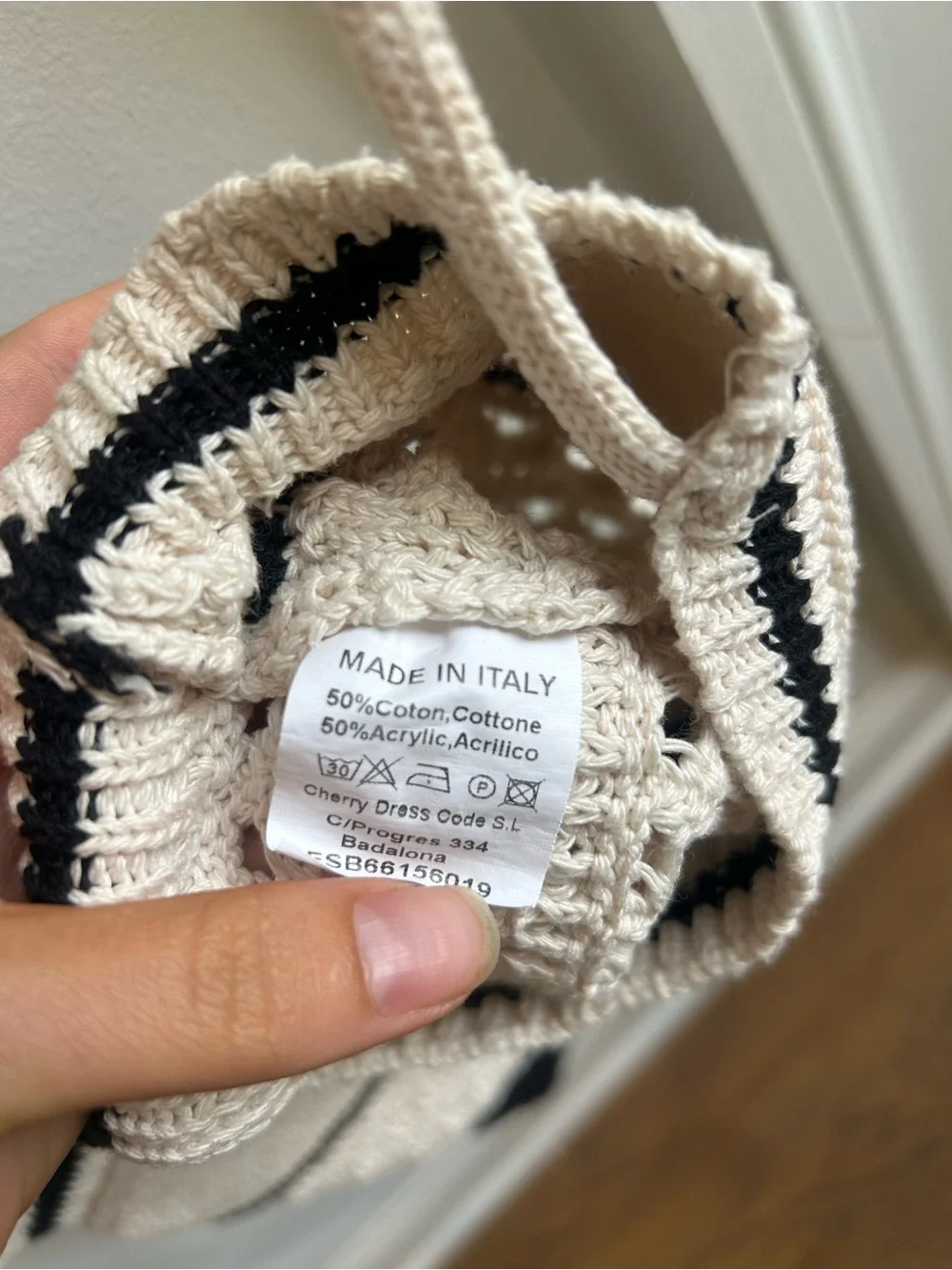 Cream Crochet Bralette with Black Trim - Picture 3 of 5